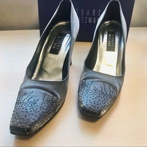 Stuart Weitzman Gray Pump w/ Glitter Beading